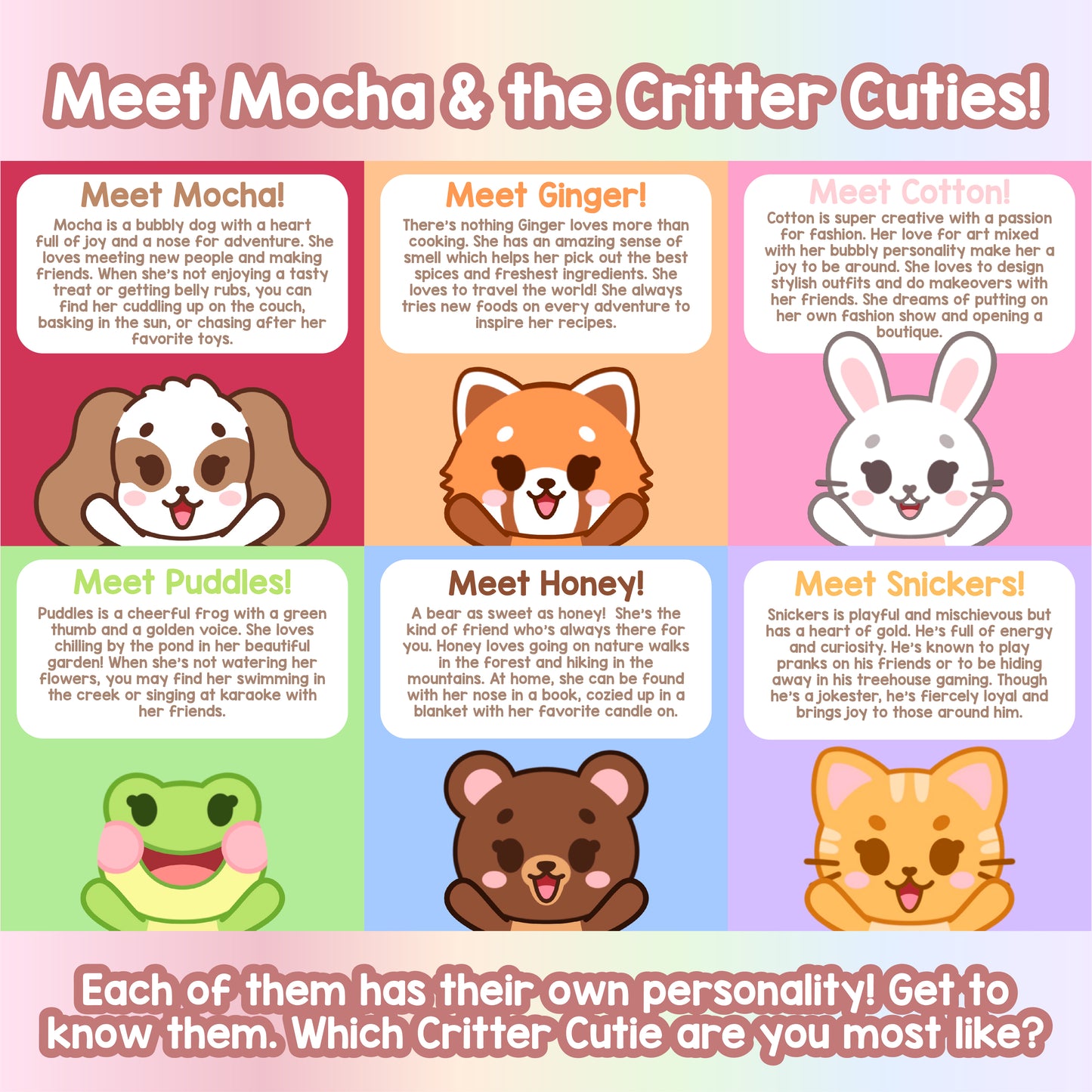 Critter Cuties Plush Keychains